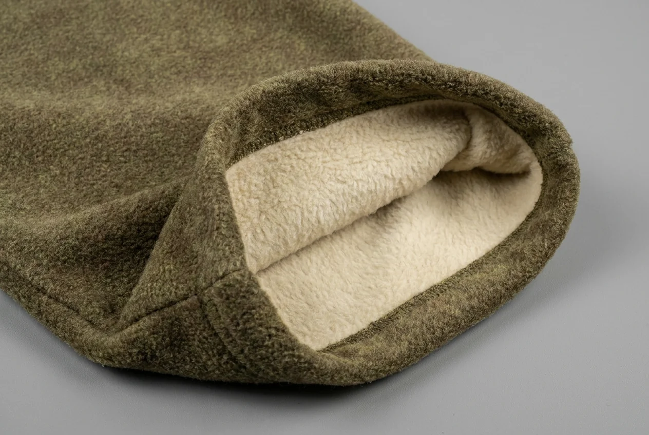 Brushed thermal fleece fabric inside view