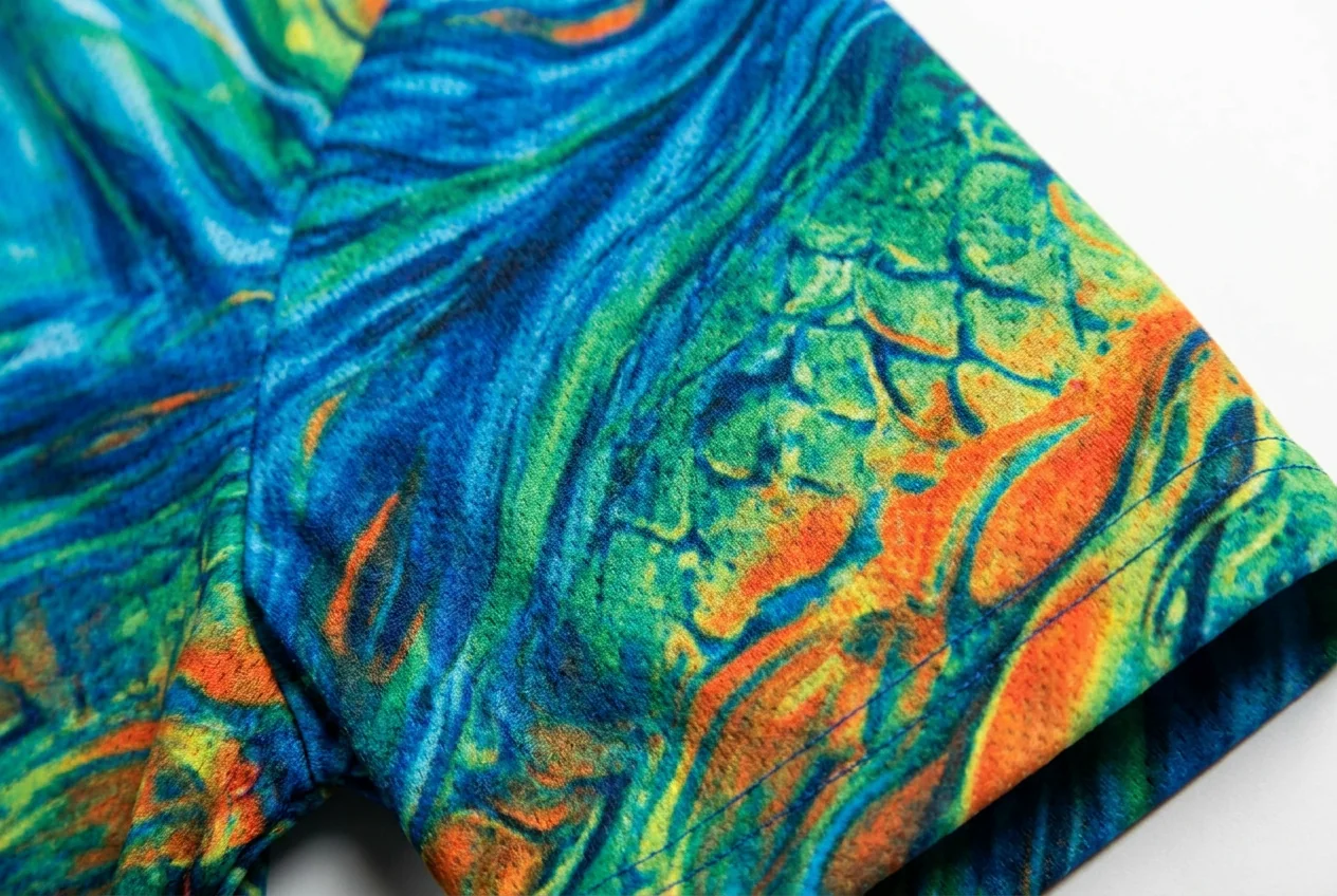 Sublimation printing on a fishing jersey