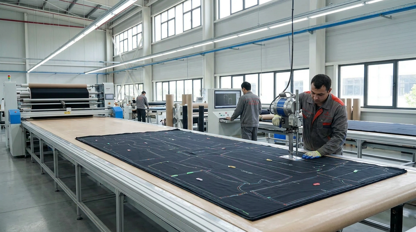 CAD cutting layout on cutting table