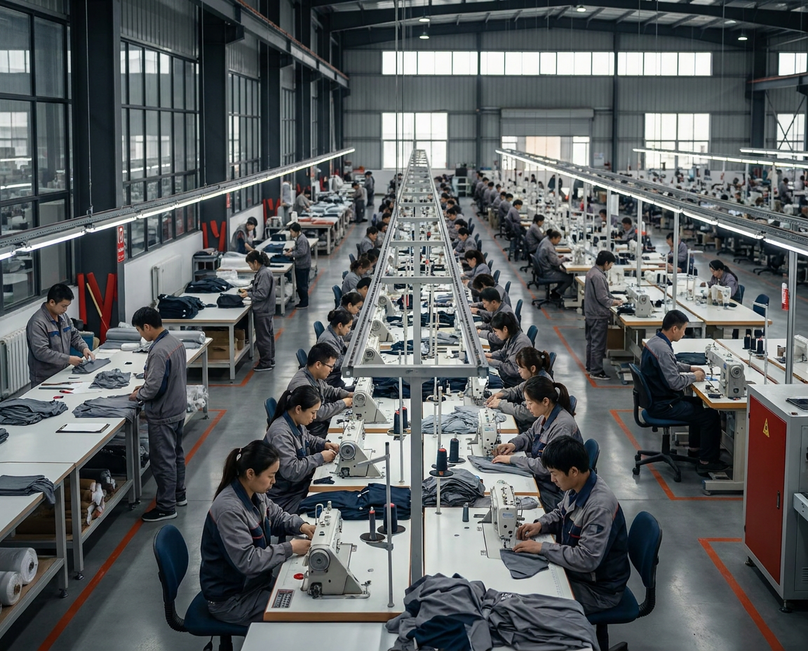 Apparel production line at full operation