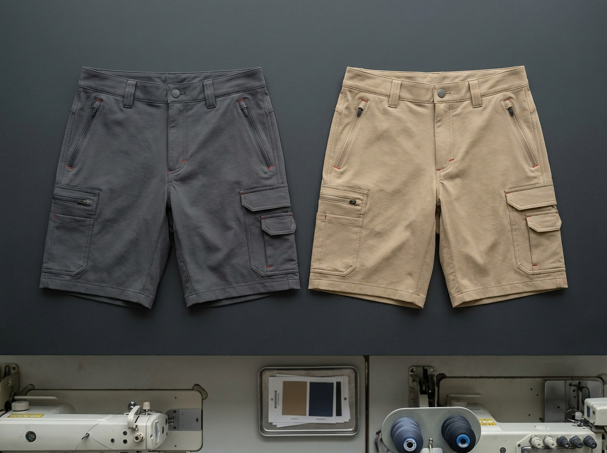 Custom fishing shorts mesh-lined salt-resistant hardware