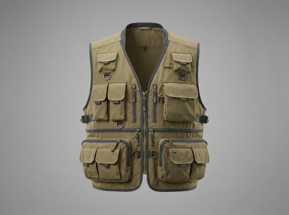 Custom fishing vests with load-bearing pockets and tool loops