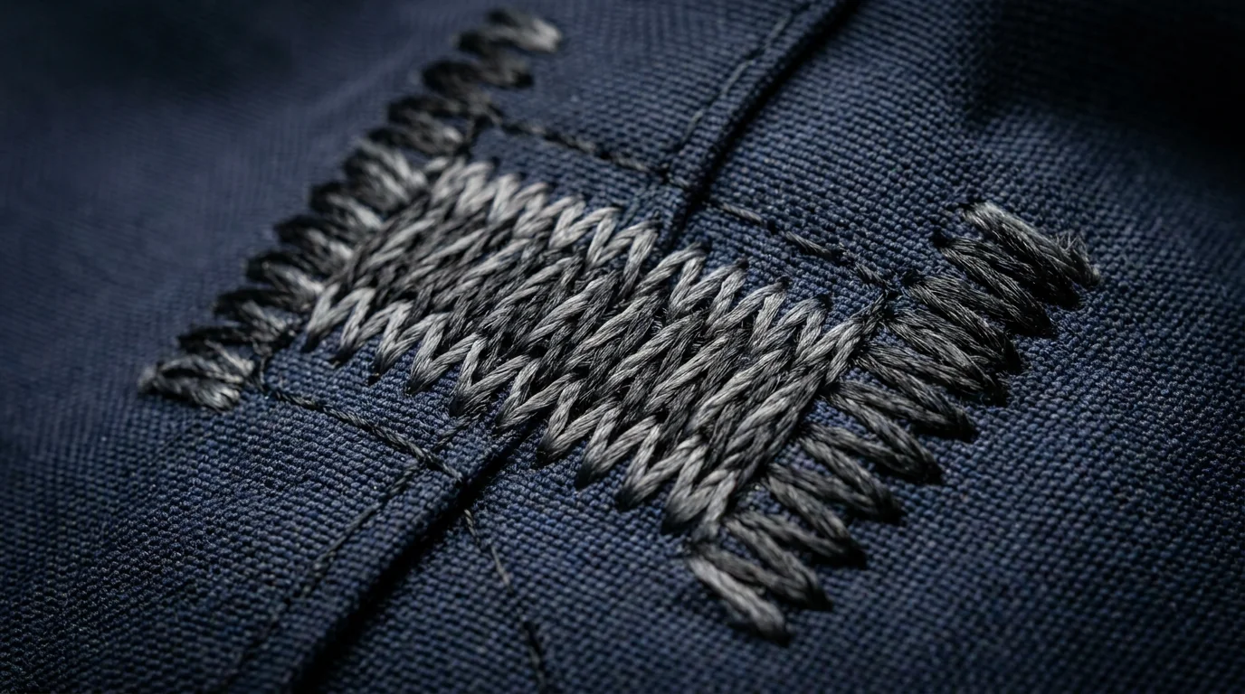 Reinforced double-stitched bar-tack construction on wader stress points