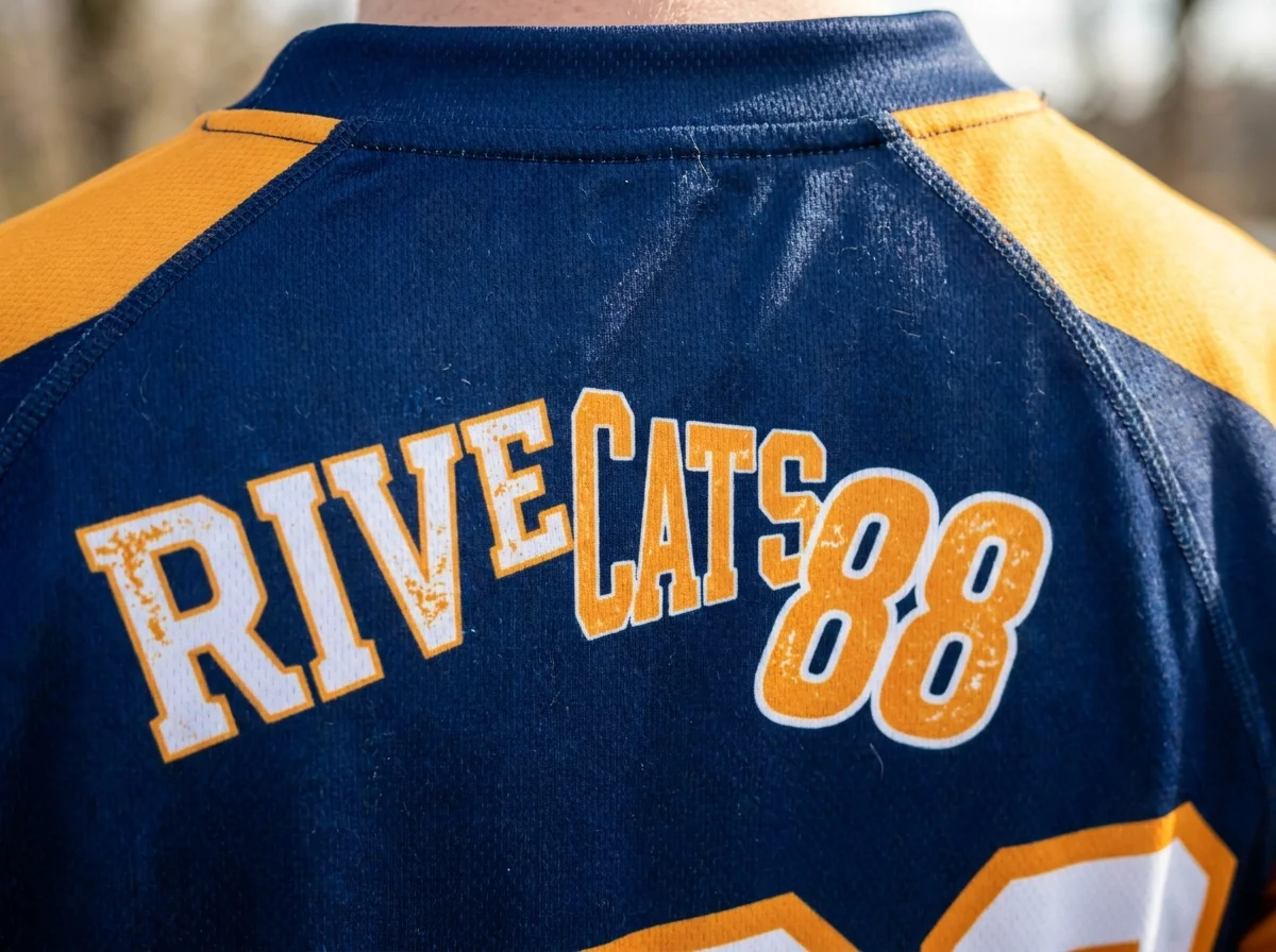 Team name and number on jersey back