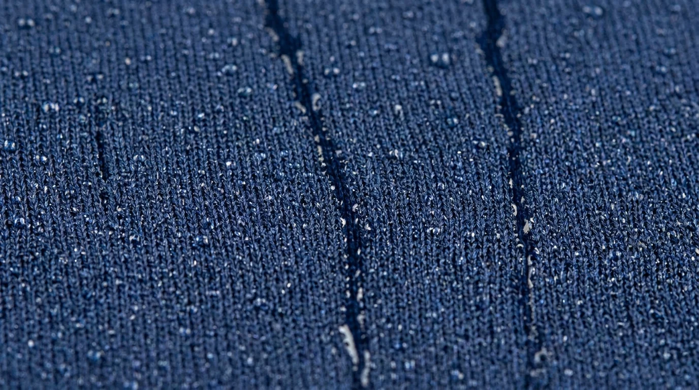 Macro shot of moisture-wicking knit fabric on jersey
