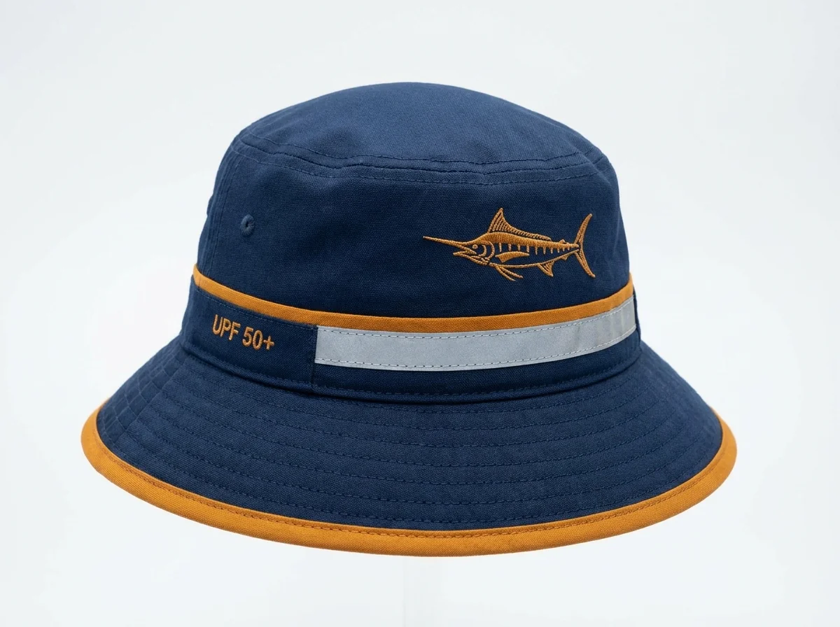 Custom fishing hats to pair with the branded neck gaiter program