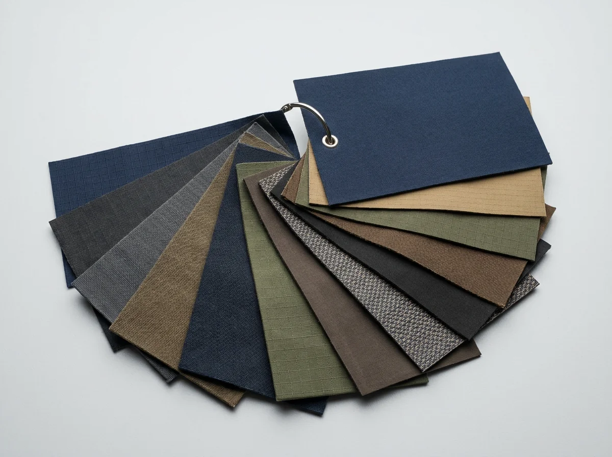 Custom fabric swatch selection for fishing pants OEM program