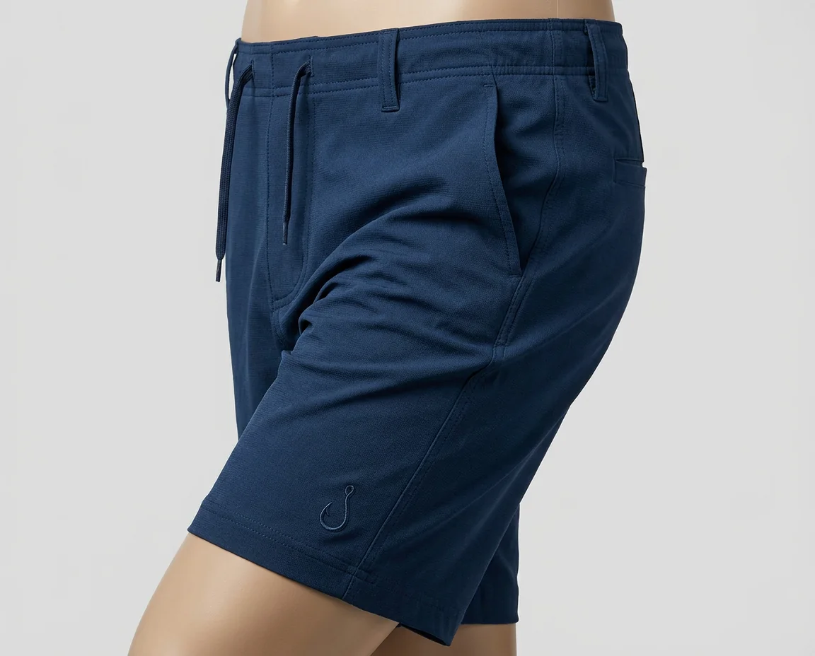 Stretch fishing shorts with 4-way stretch fabric for unrestricted movement