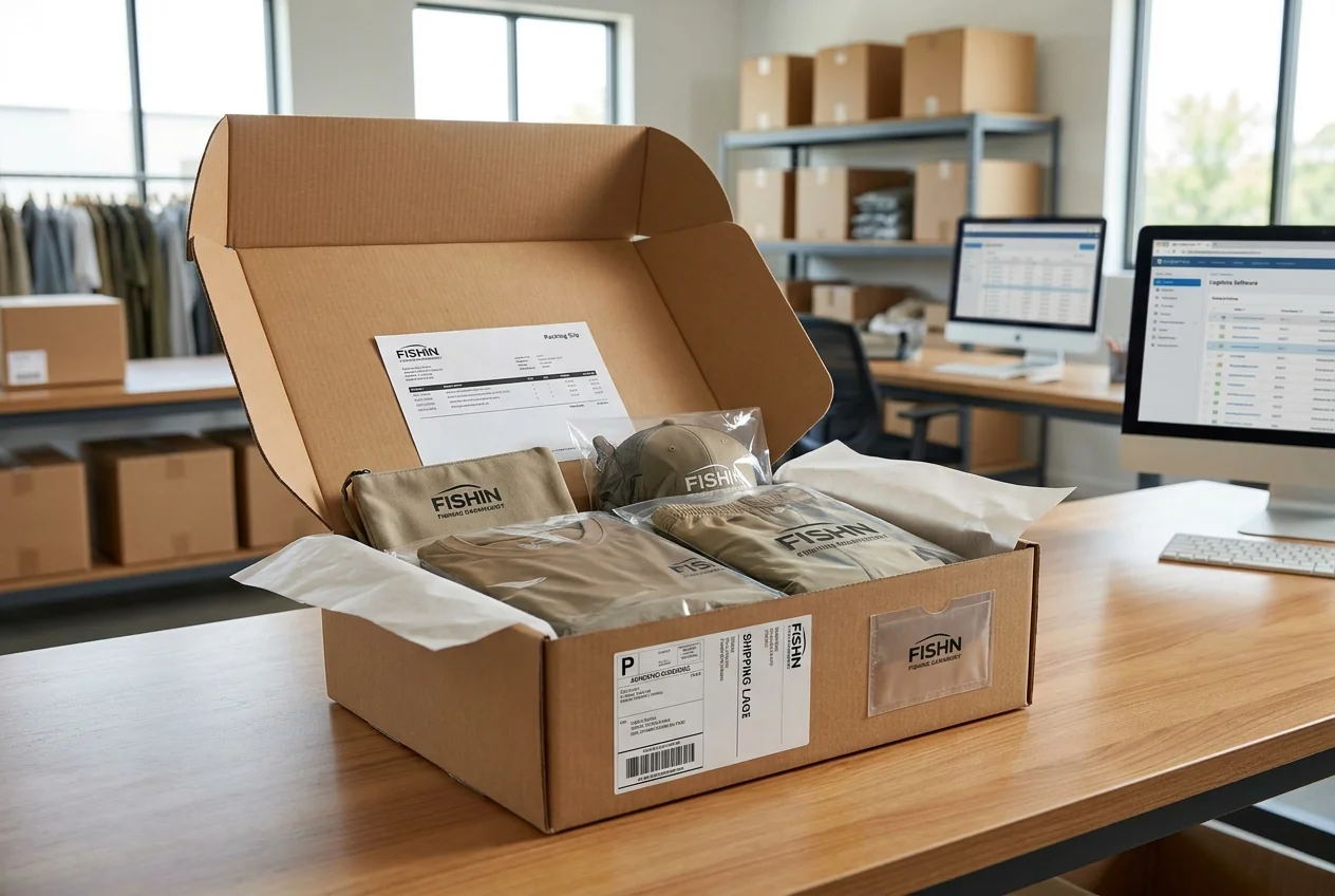 Sample shipping box prepared for courier dispatch