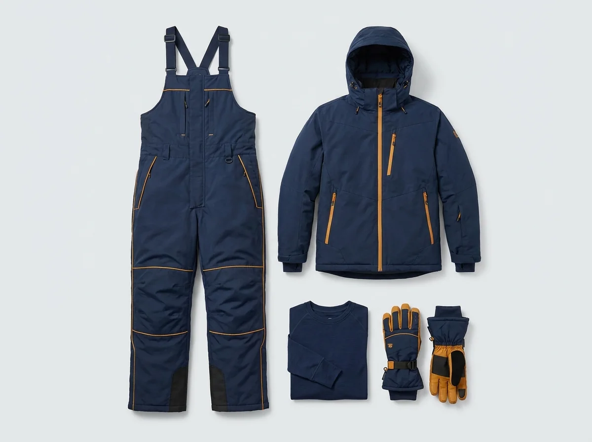 Core-tier ice fishing apparel collection with insulated bib