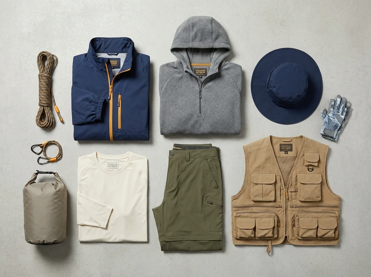 Multi-day kayak fishing expedition apparel collection