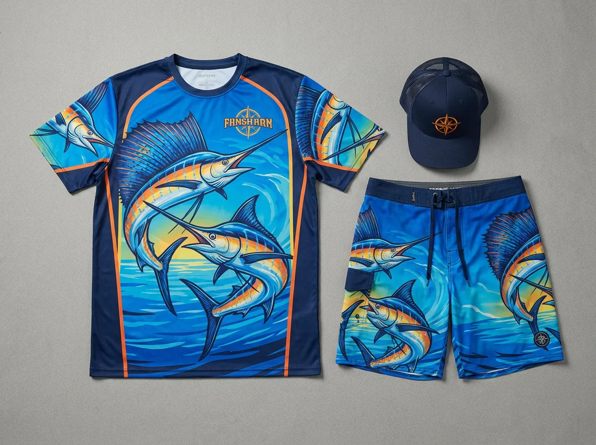 Tournament-tier saltwater fishing apparel team uniform collection