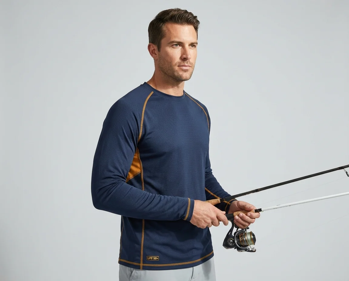 UPF 50+ long-sleeve fishing shirts for custom OEM collections
